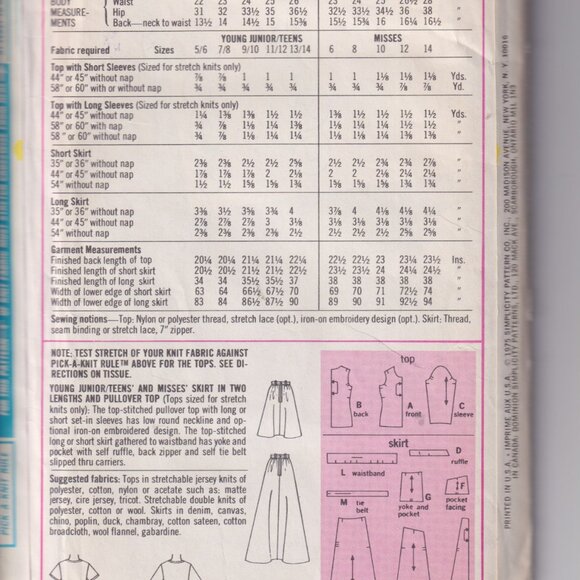 1970s Butterick 7232 Flared Maxi or Mini Skirt and Top - Picture 2 of 3